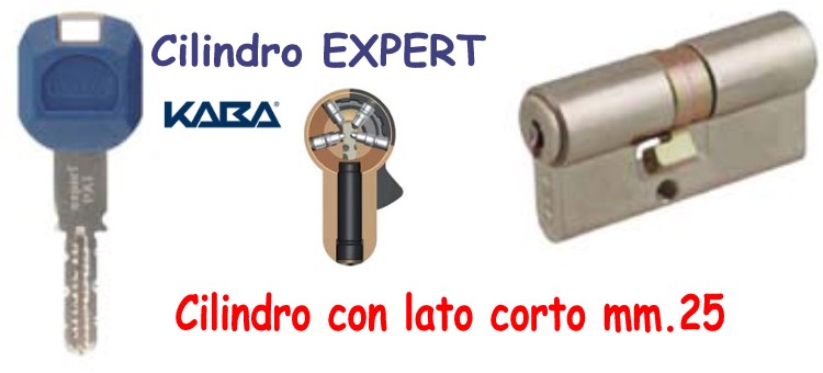 Cilindro KABA EXPERT doppio con lato corto mm.25